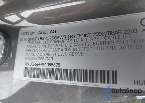 2015 Audi A3 2.0T Premium из США, поврежденный, VIN WAUEFGFF6F1065878